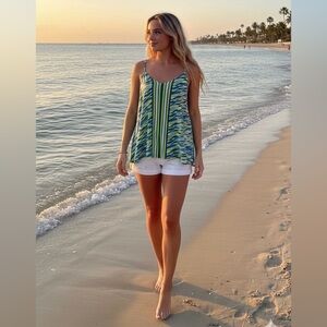 Michael Kors Women's Retro Wave Design Beachy Tank Top Size Medium